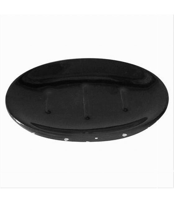 PIATTO PORTASAPONE SAPONETTA BAGNO NERO MACCHIATO ARGENTO ARREDO 59928