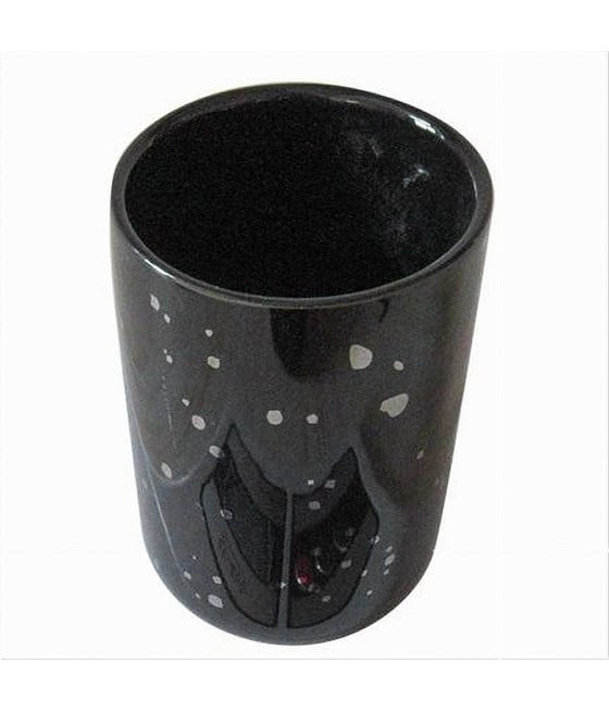 BICCHIERE PORTA SPAZZOLINI NERO MACCHIATO MODERNO BAGNO 59927