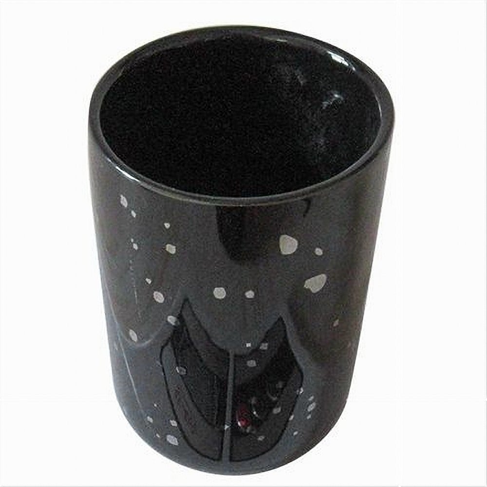 BICCHIERE PORTA SPAZZOLINI NERO MACCHIATO MODERNO BAGNO 59927
