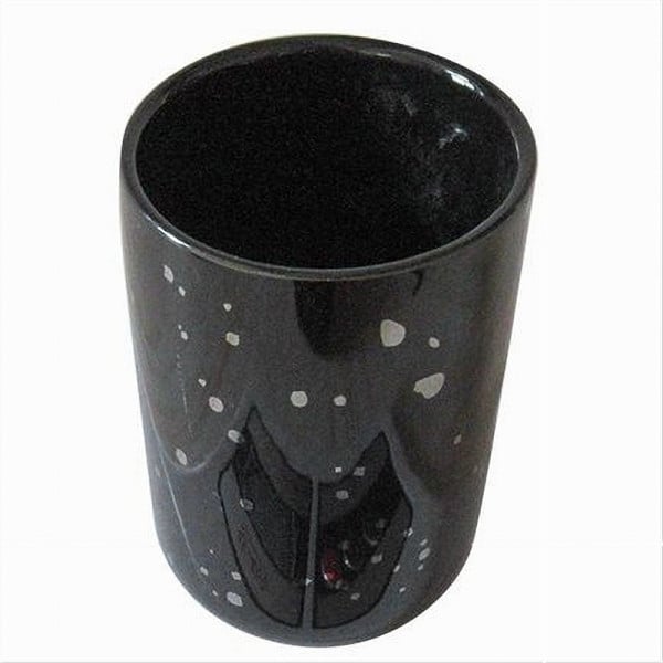 BICCHIERE PORTA SPAZZOLINI NERO MACCHIATO MODERNO BAGNO 59927