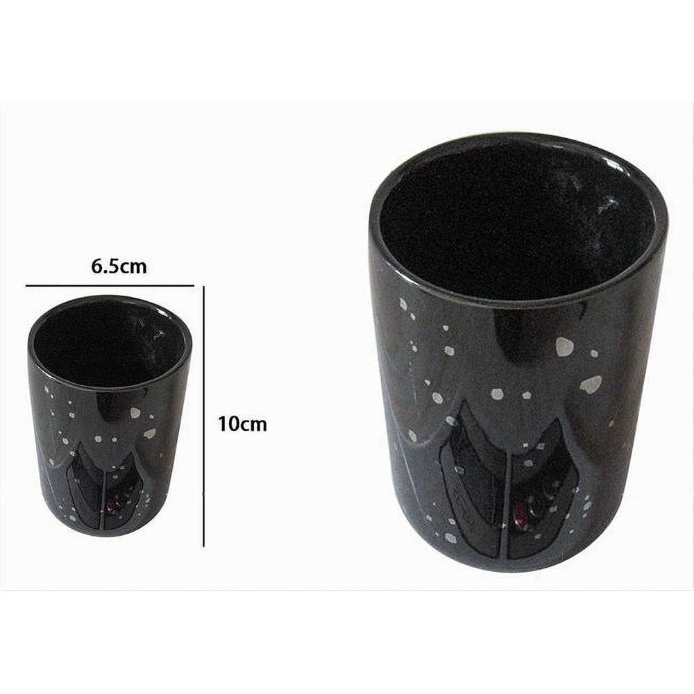 BICCHIERE PORTA SPAZZOLINI NERO MACCHIATO MODERNO BAGNO 59927