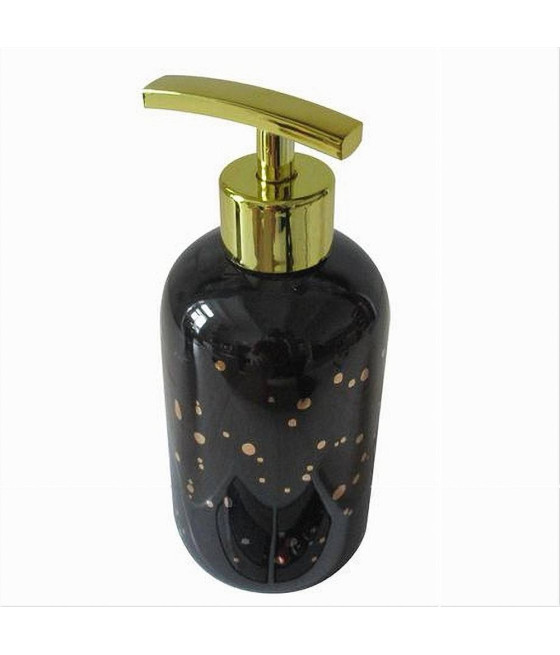 DISPENSER PORTASAPONE LIQUIDO NERO MACCHIATO DORATO BAGNO ARREDO 59926