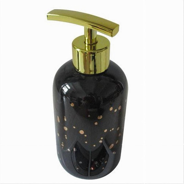 DISPENSER PORTASAPONE LIQUIDO NERO MACCHIATO DORATO BAGNO ARREDO 59926