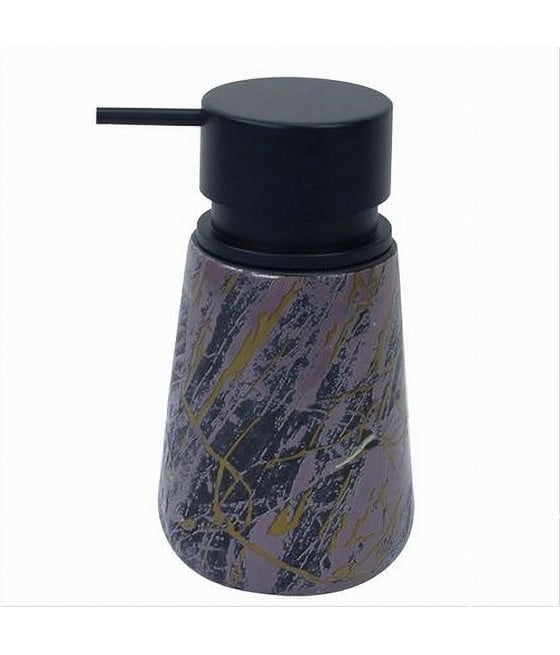 DISPENSER PORTASAPONE LIQUIDO BAGNO EFFETO MARMORIZZATO NERO ORO 59891