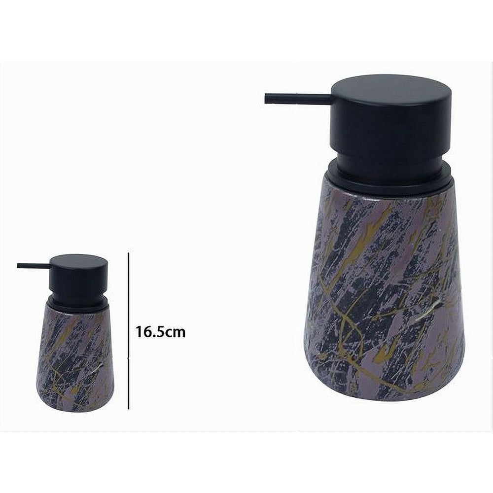 DISPENSER PORTASAPONE LIQUIDO BAGNO EFFETO MARMORIZZATO NERO ORO 59891