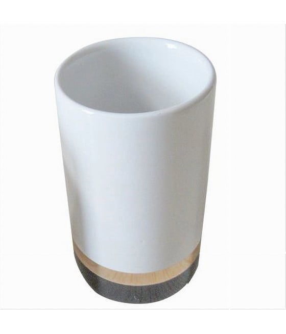 BICCHIERE PORTA SPAZZOLINI BIANCO RIGA DORATA NERA ARREDO BAGNO 59868