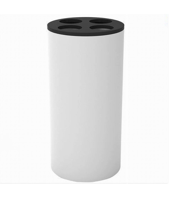 BICCHIERE PORTA SPAZZOLINI 4 FORI BIANCO NERO IN PLASTICA BAGNO 69773