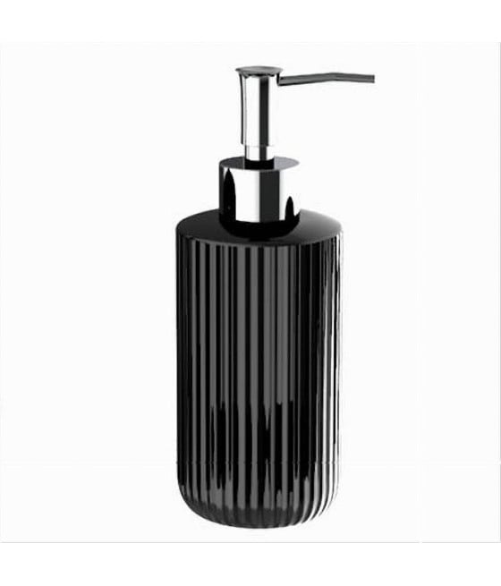 DISPENSER PORTA SAPONE LIQUIDO NERO RIGATO ACCESSORIO DA BAGNO 69746