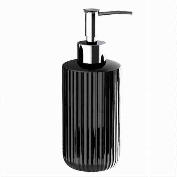 DISPENSER PORTA SAPONE LIQUIDO NERO RIGATO ACCESSORIO DA BAGNO 69746