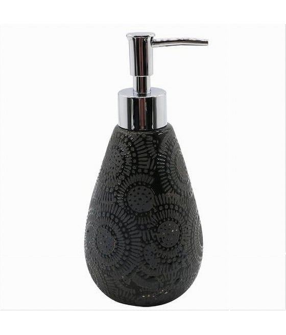 DISPENSER PER SAPONE LIQUIDO MOTIVO ETNICO NERO PER ARREDO BAGNO 79963