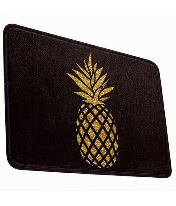 TAPPETO ANTISCIVOLO TESSUTO BAGNO ARREDO 40X60CM NERO CON ANANAS 69750