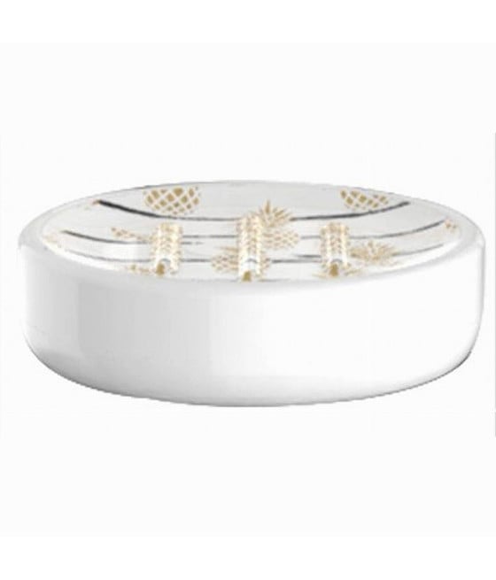 PORTA SAPONE SAPONETTA ACCESSORIO ARREDO BAGNO BIANCO CON ANANAS 69754