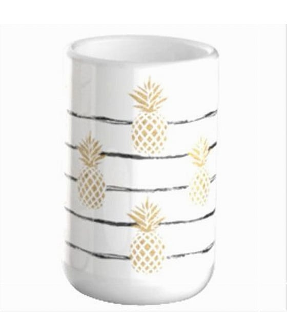 BICCHIERE PORTASPAZZOLINO ANANAS BIANCO ACCESSORIO ARREDO BAGNO 69753