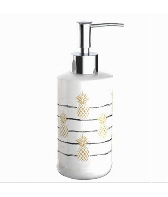 DISPENSER PORTA SAPONE LIQUIDO BIANCO ANANAS PER ARREDO BAGNO 69752