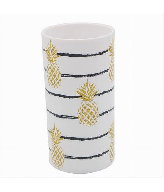 BICCHIERE PORTA SPAZZOLINO BIANCO CON ANANAS IN PLASTICA BAGNO 69758