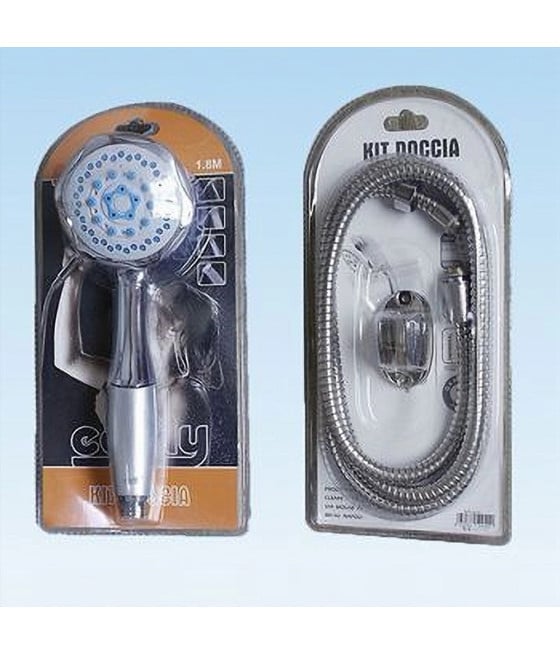 DOCCETTA SOFFIONE DOCCIA TELEFONO TUBO 1,8MT SUPPORTO MURO BAGNO 52040