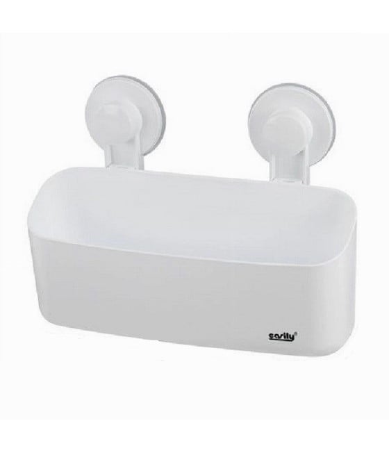 CESTO CONTENITORE PORTA OGGETTI A VENTOSA BIANCO ACCESSORI BAGNO 59552