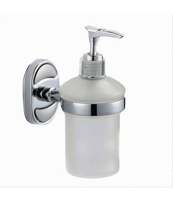 DISPENSER PORTA SAPONE LIQUIDO VETRO SATINATO FISSAGGIO PARETE 52011