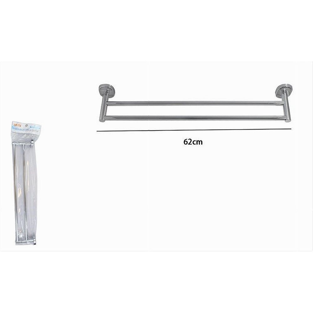 PORTASCIUGAMANI PORTA ASCIUGAMANO DOPPIO CROMATO 60CM BAGNO 52001