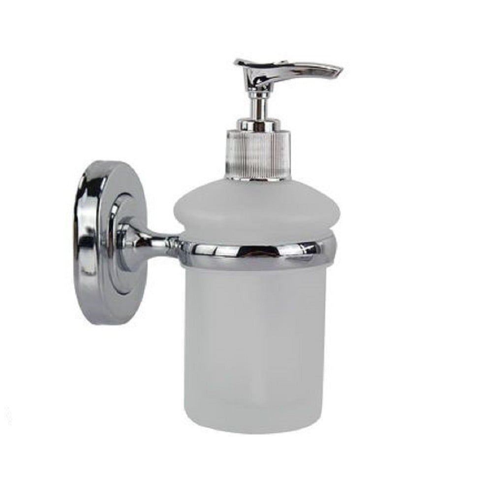 DISPENSER PORTASAPONE LIQUIDO VETRO SATINATO A PARETE BAGNO 15CM 69181