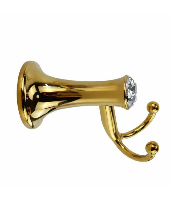 GANCIO ACCAPPATOI ASCIUGAMANI MURO ORO APPENDINO 2POSTI CRISTALO 59423