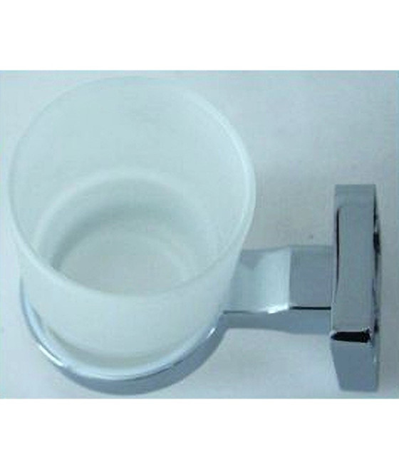 PORTA SPAZZOLINO DENTIFRICIO BICCHIERE VETRO SATINATO PARETE BAGNO