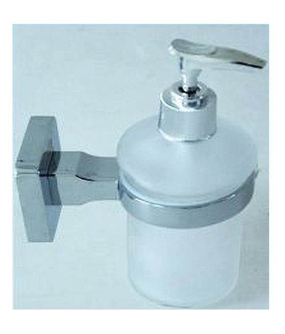 DISPENSER PORTA SAPONE LIQUIDO ACCIAIO VETRO SATINATO PARETE BAGNO
