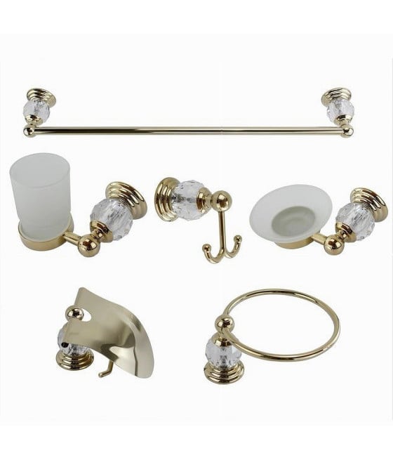 BAGNO 6PZ VETRO INTAGLIATO PORTA ASCIUGAMANO ROTOLO BICCHIERE SPAZZOLI