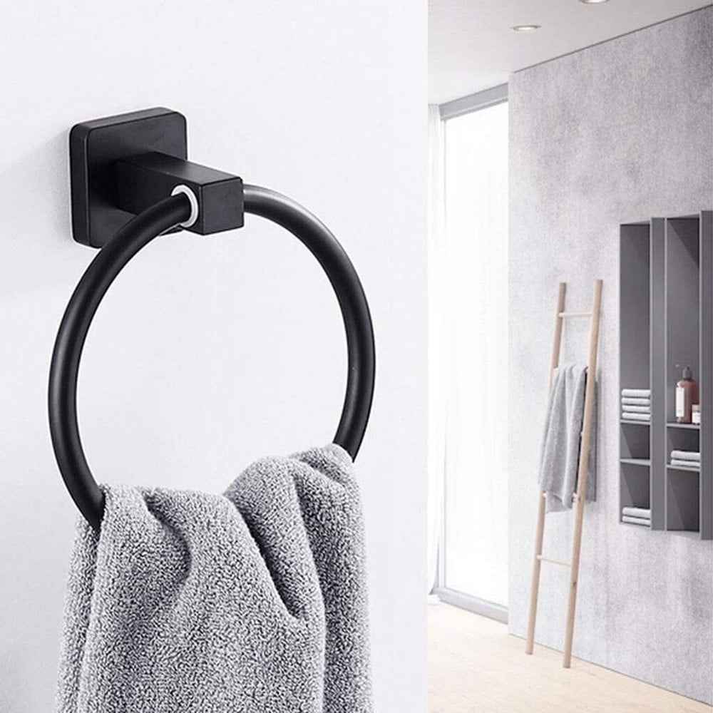 SET NERO 6PZ BAGNO PORTA ASCIUGAMANO ROTOLO BICCHIERE SPAZZOLINI 87261