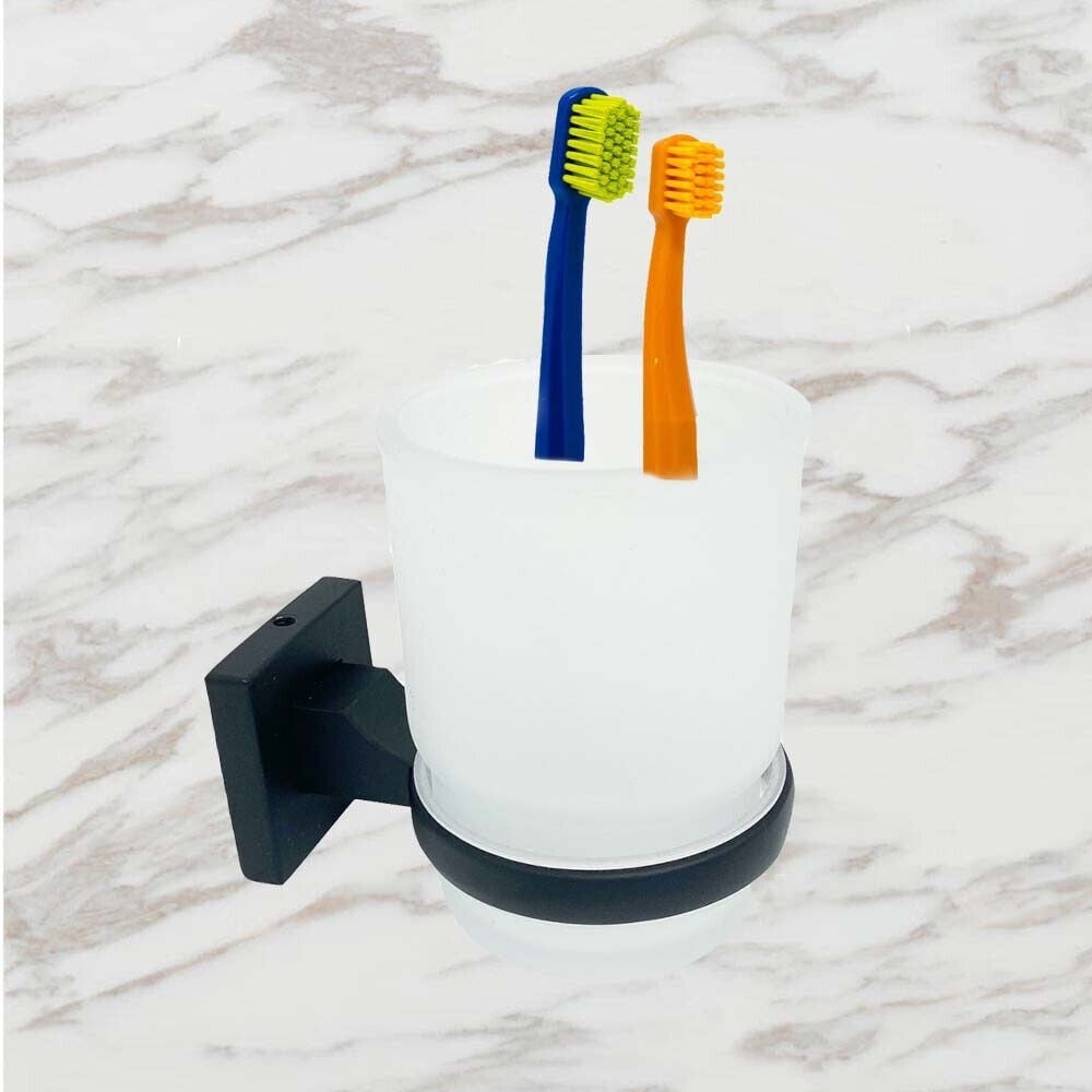SET NERO 6PZ BAGNO PORTA ASCIUGAMANO ROTOLO BICCHIERE SPAZZOLINI 87261