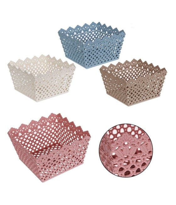 CESTINO PORTATUTTO OGGETTI CESTO MULTIUSO PLASTICA QUADRATO 79474