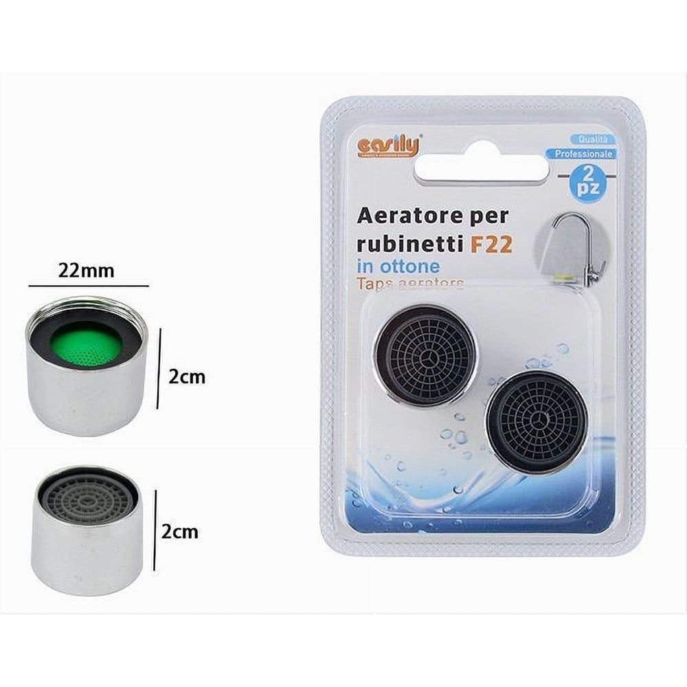 2PZ AERATORE PER RUBINETTI F22 IN OTTONE FILTRO RUBINETTO CUCINA 69170