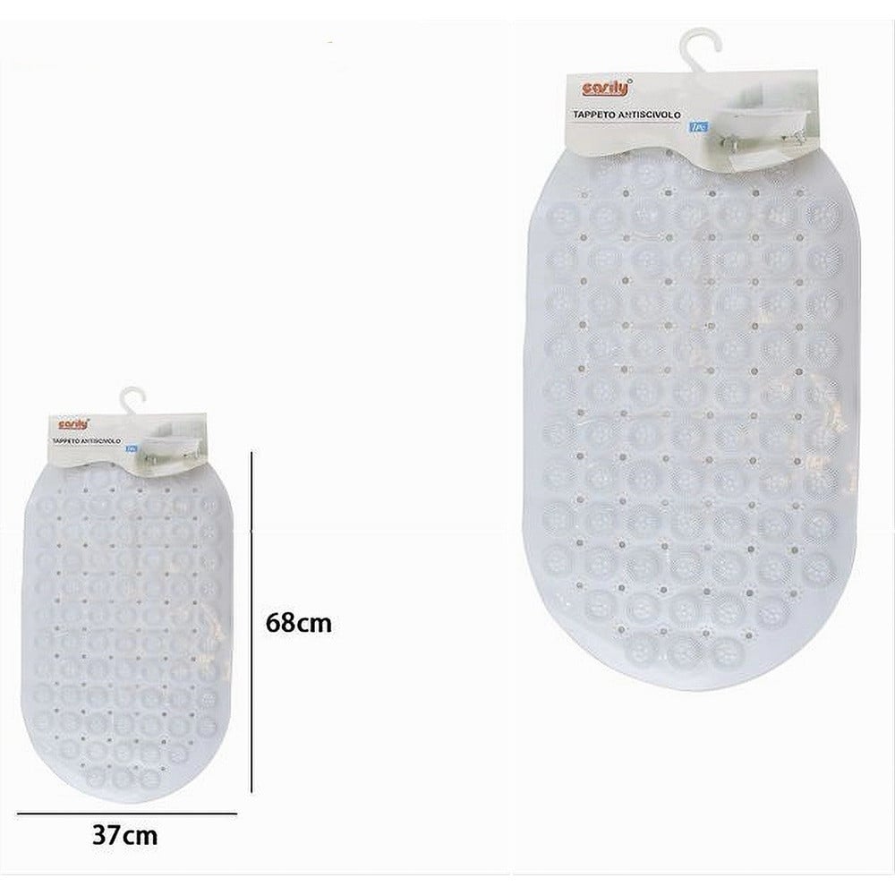 TAPPETO PVC ANTISCIVOLO OVALE VASCA BAGNO DOCCIA BIANCO 68X37 CM 87228