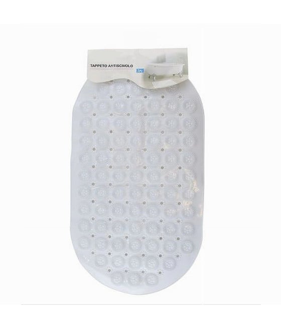 TAPPETO PVC ANTISCIVOLO OVALE VASCA BAGNO DOCCIA BIANCO 68X37 CM 87228