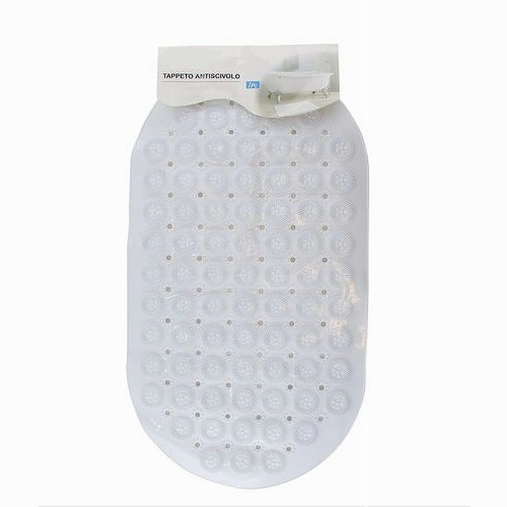 TAPPETO PVC ANTISCIVOLO OVALE VASCA BAGNO DOCCIA BIANCO 68X37 CM 87228