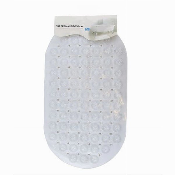 TAPPETO PVC ANTISCIVOLO OVALE VASCA BAGNO DOCCIA BIANCO 68X37 CM 87228