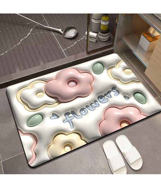 TAPPETO 3D BAGNO ANTISCIVOLO ASCIUGATURA RAPIDA MORBIDO 38X58CM 87223