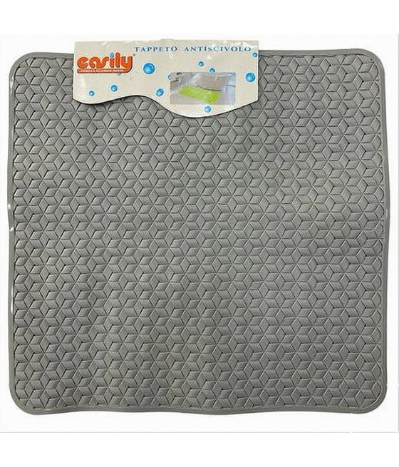 TAPPETO PVC ANTISCIVOLO VASCA BAGNO DOCCIA QUADRO GRIGIO 50X50CM 59318