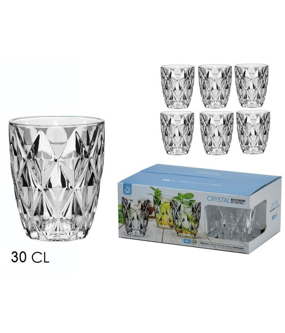 SET 6 BICCHIERI CRYSTAL 30CL IN VETRO TRASPARENT PER BIBITE VINO ACQUA