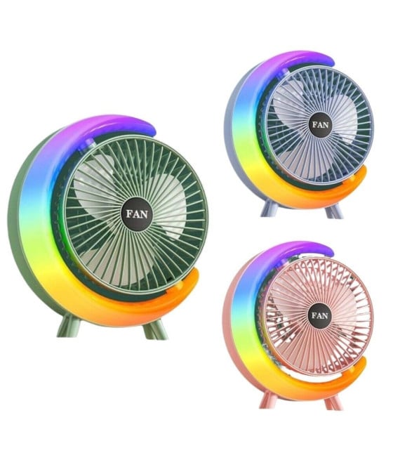 VENTILATORE DA TAVOLO USB 3 VELOCITA CON LUCE RGB SILENZIOSO PORTATILE