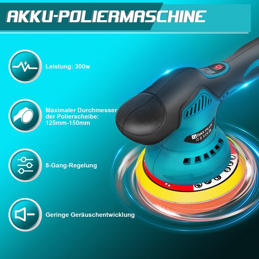 LUCIDATRICE ROTORBITALE 2 BATTERIE 12 V 2000 MAH LEVIGATRICE PER AUTO