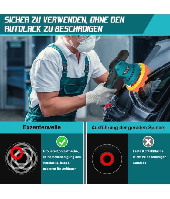 LUCIDATRICE ROTORBITALE 2 BATTERIE 12 V 2000 MAH LEVIGATRICE PER AUTO