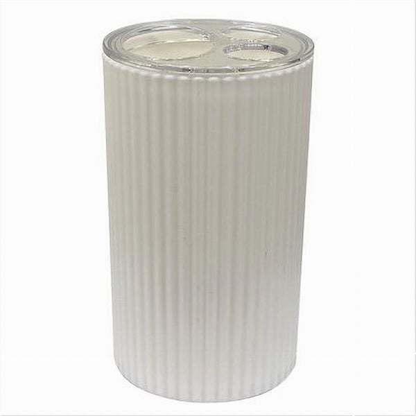 PORTASPAZZOLINI BICCHIERE ACCESSORIO ARREDO BAGNO BIANCO RIGATO 3 FORI