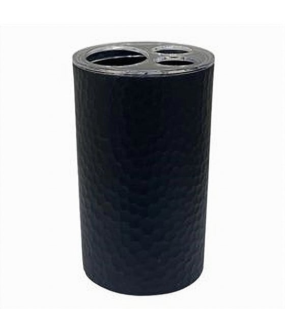 PORTA SPAZZOLINI BICCHIERE ACCESSORIO BAGNO NERO 3 FORI 79182