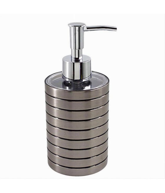 DISPENSER SAPONE LIQUIDO ARGENTO A RIGHE MODERNO ARREDO BAGNO 10388