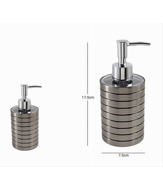 DISPENSER SAPONE LIQUIDO ARGENTO A RIGHE MODERNO ARREDO BAGNO 10388