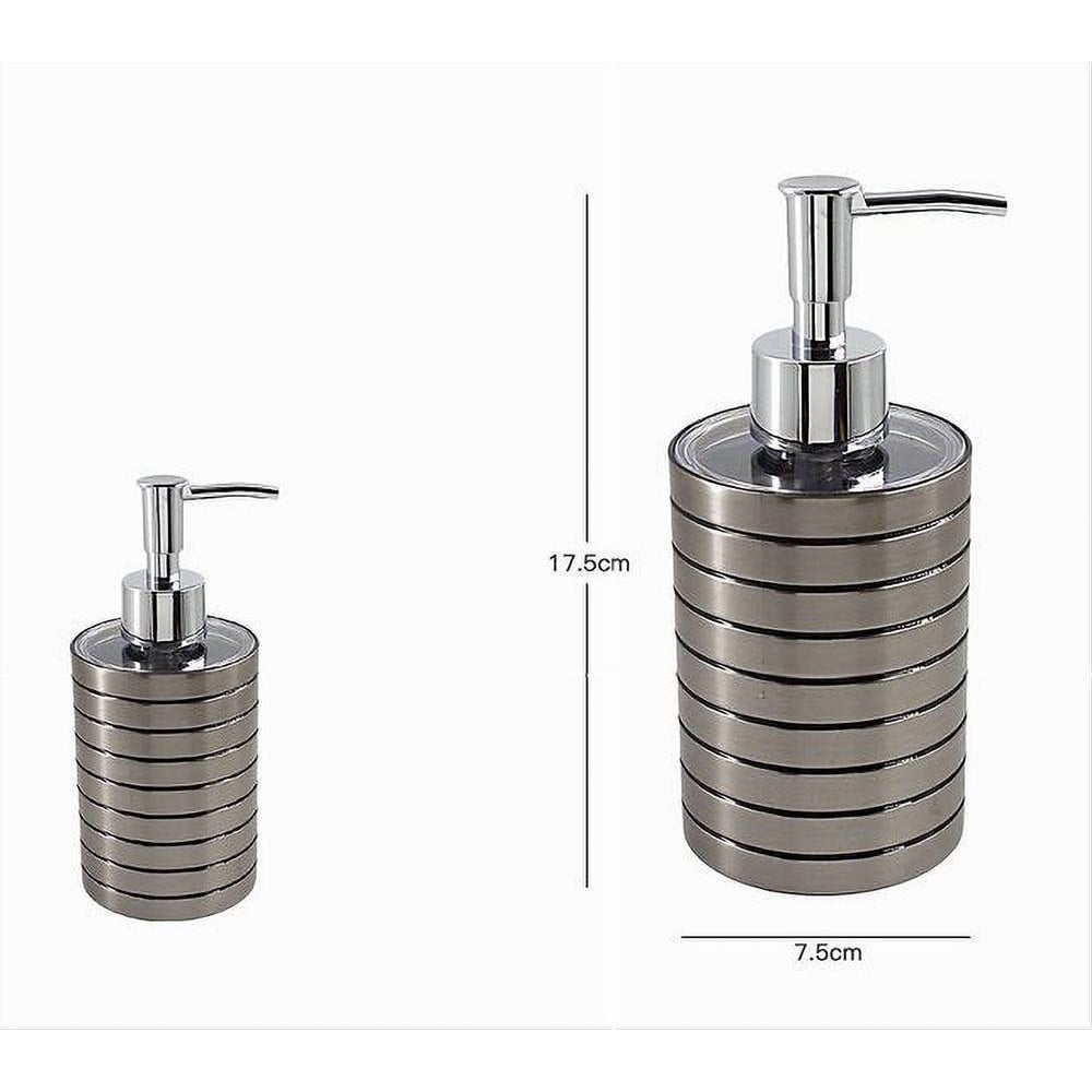 DISPENSER SAPONE LIQUIDO ARGENTO A RIGHE MODERNO ARREDO BAGNO 10388