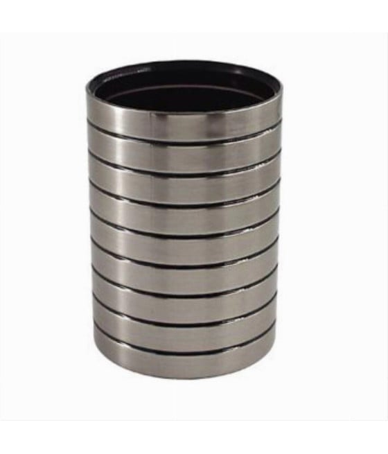 BICCHIERE PORTA SPAZZOLINI DA DENTI ARGENTO A RIGHE ARREDO BAGNO 10390