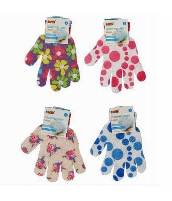 SET 4PZ GUANTO DOCCIA BAGNO MASSAGGIO ESFOLIANTE PELLE CORPO 79285