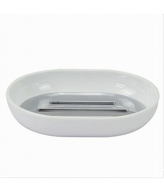 PIATTINO PORTA SAPONE SAPONETTA BIANCO SILVER ACCESSORI BAGNO 79865